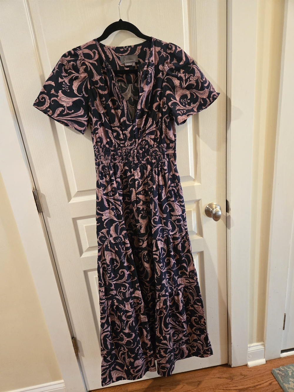 Anthropologie Maeve The Somerset Maxi Dress Navy Pink